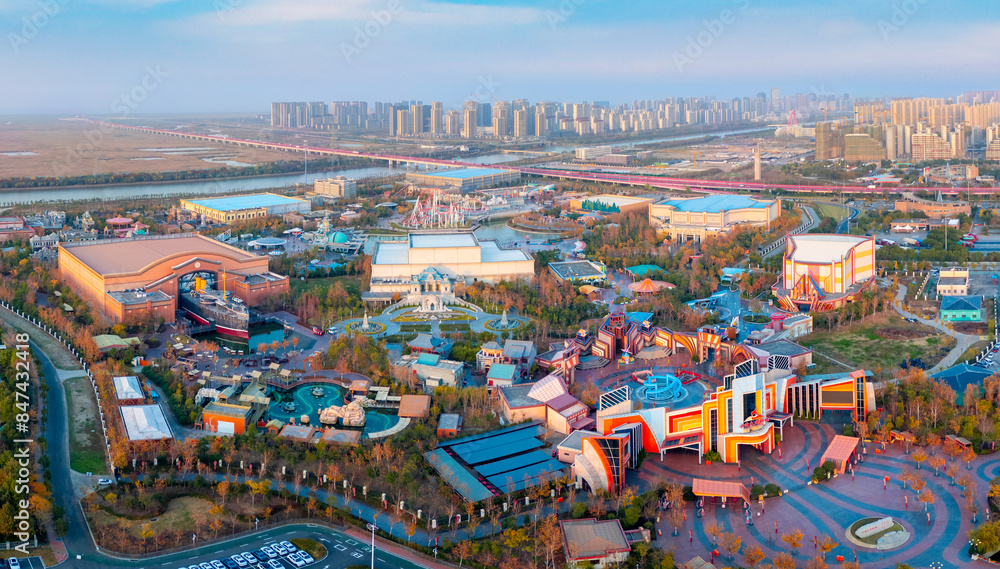 Obraz premium Aerial Photography of Scenery in Fangte Tourist Area, Ningbo City, Zhejiang Province, China