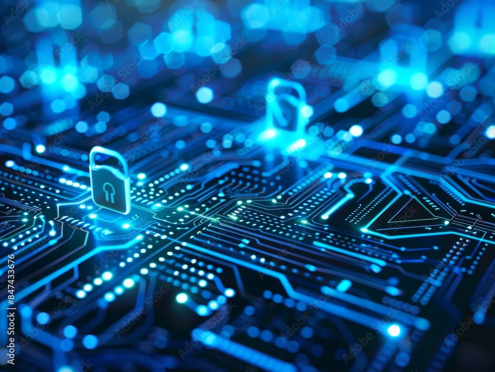 Fototapeta premium Abstract background of cyber security and internet safety in digital times - ai