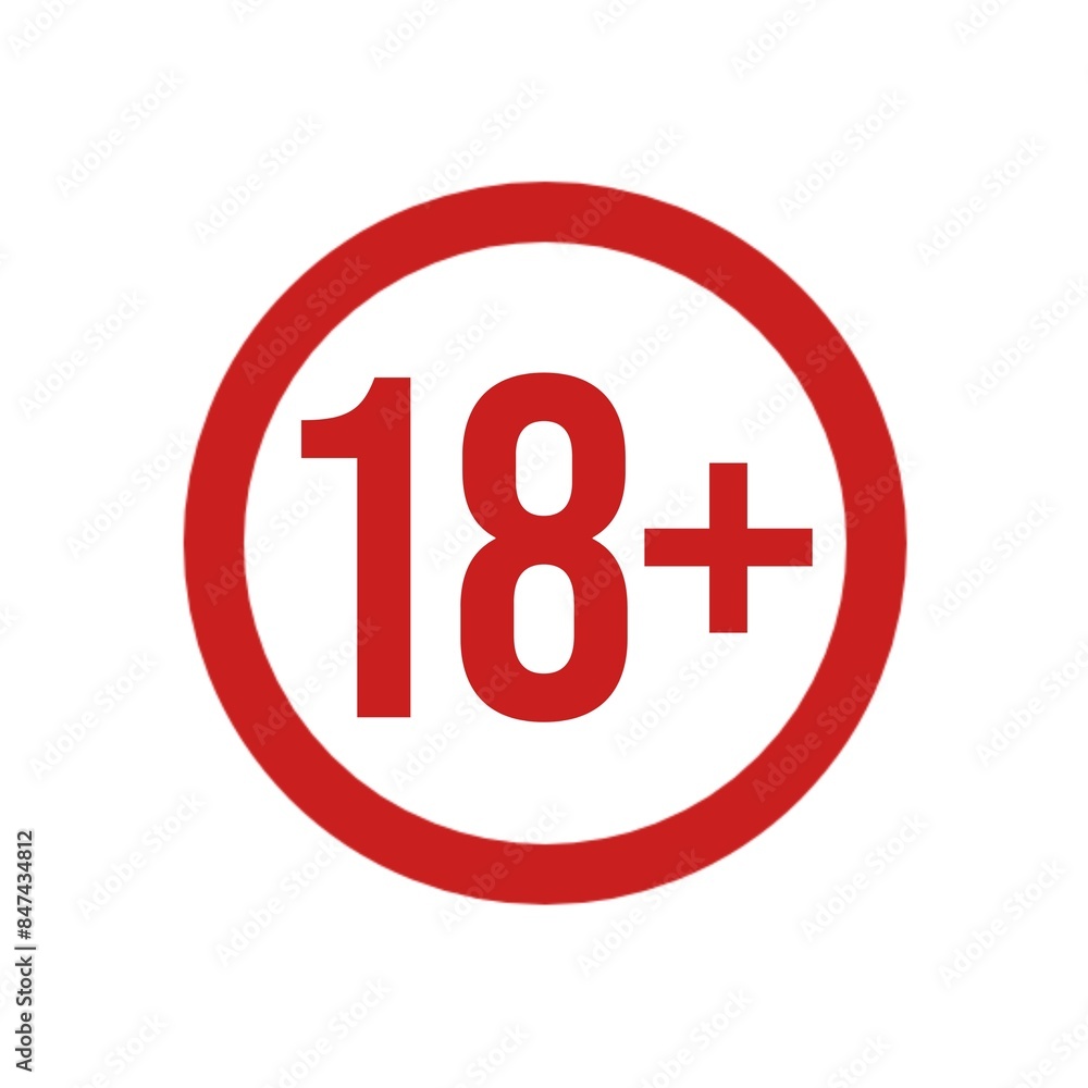18 Plus icon. Adult Plus Age Circle symbol in a red filled and outlined style. Eighteen years limit sign. Flat icon. 18 Plus icon. Adult Plus Age Circle symbol in a red filled and outlined style. Eighteen years limit sign. Flat icon.