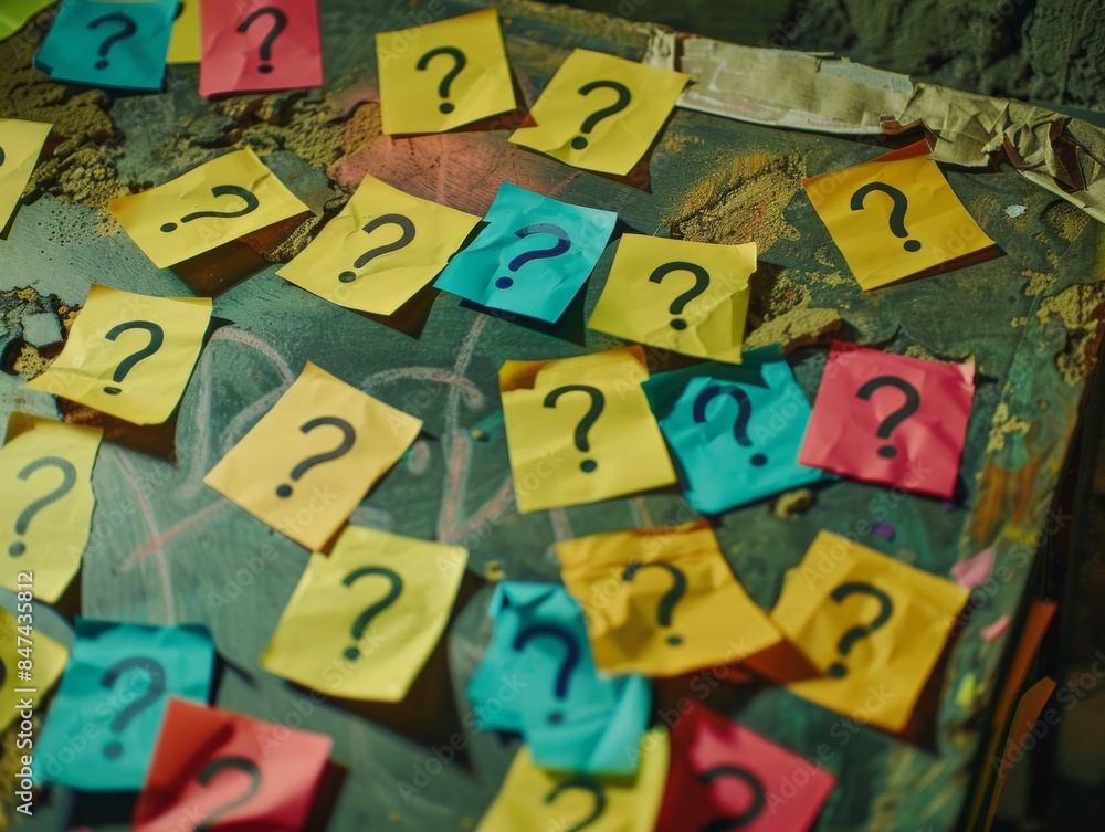 Post It notes covered in question marks, perfect for adding a sense of curiosity and confusion to your project - ai Post It notes covered in question marks, perfect for adding a sense of curiosity and confusion to your project - ai