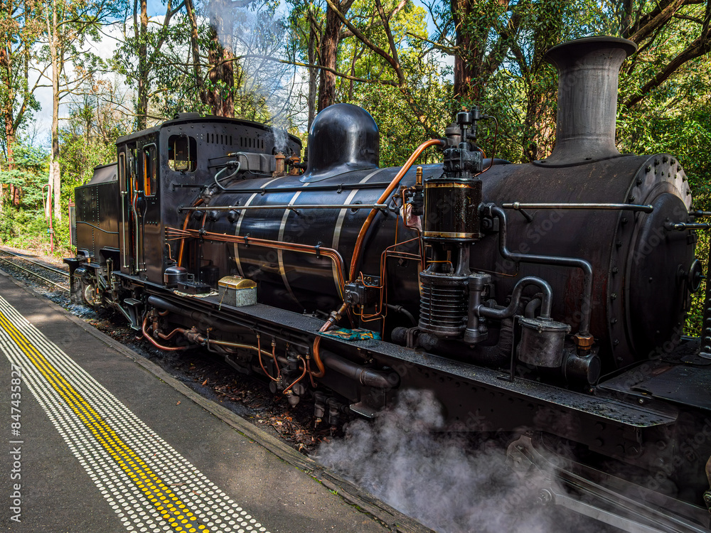 Obraz premium Black Steam Locomotive Built 1950