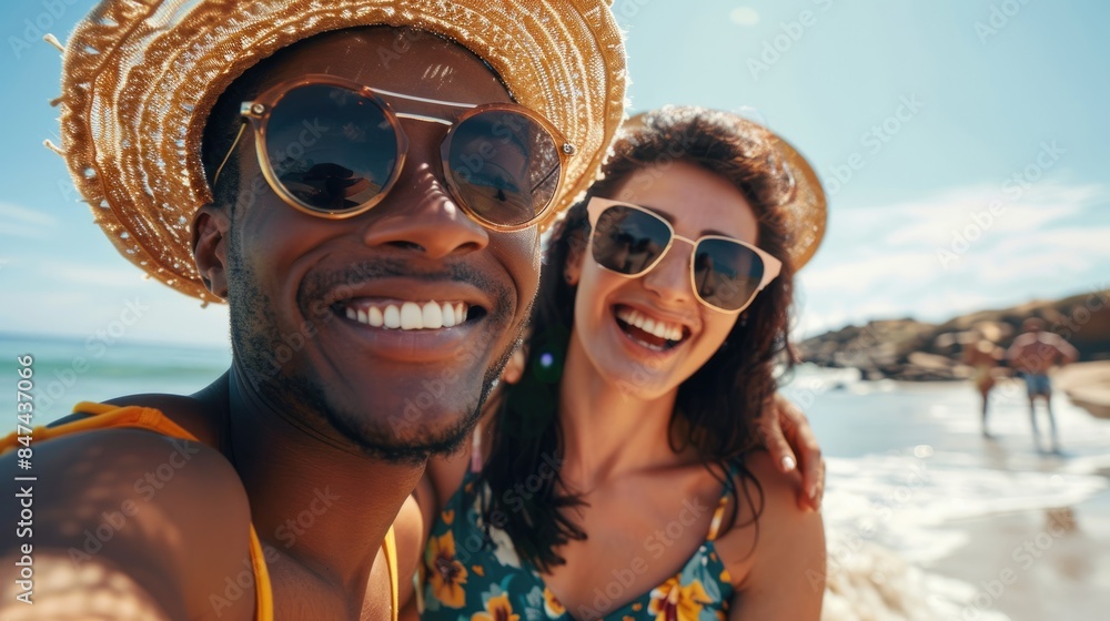 Raw image of a diverse group of friends enjoying a day at the beach, with candid moments reflecting their joy and the vibrant summer atmosphere Raw image of a diverse group of friends enjoying a day at the beach, with candid moments reflecting their joy and the vibrant summer atmosphere
