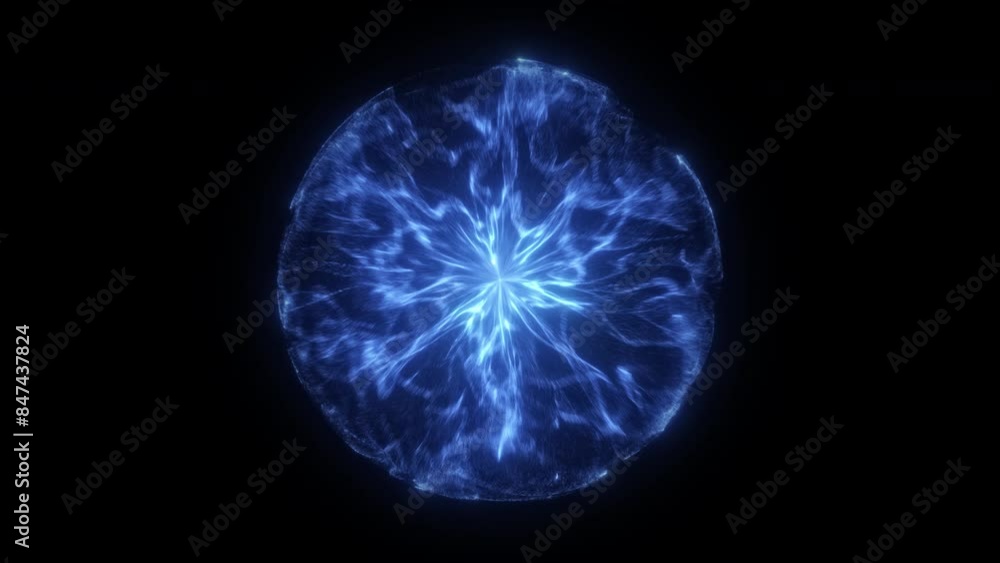 Waving shine Plasma Ball. Flowing glowing bright particles inside sphere. Energy laser orb. Loop Waving shine Plasma Ball. Flowing glowing bright particles inside sphere. Energy laser orb. Loop