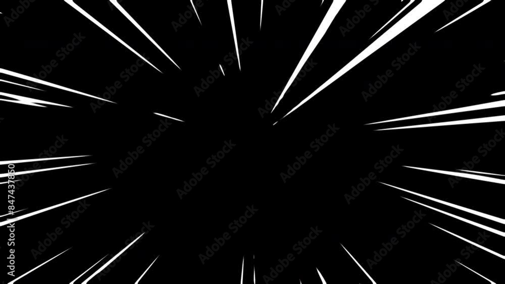 Radial speed or action lines anime comic background. Manga striped backdrop. Seamless loop.