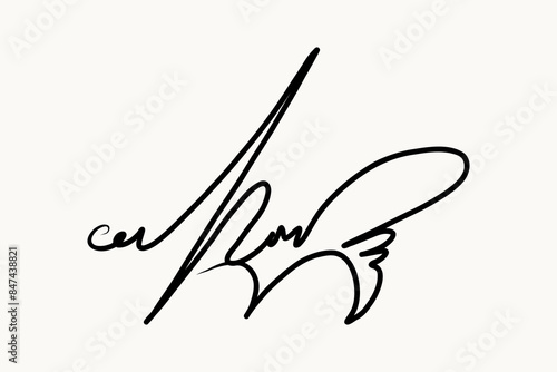 Fake hand drawn autograph. Handwritten signature for sign papers and documents