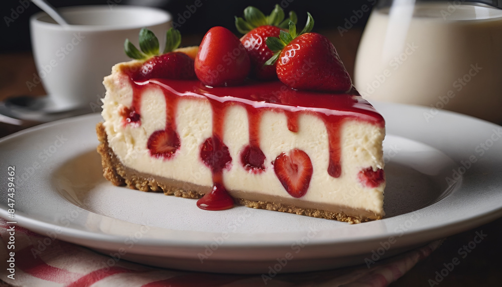 slice of strawberry cheesecake slice of strawberry cheesecake