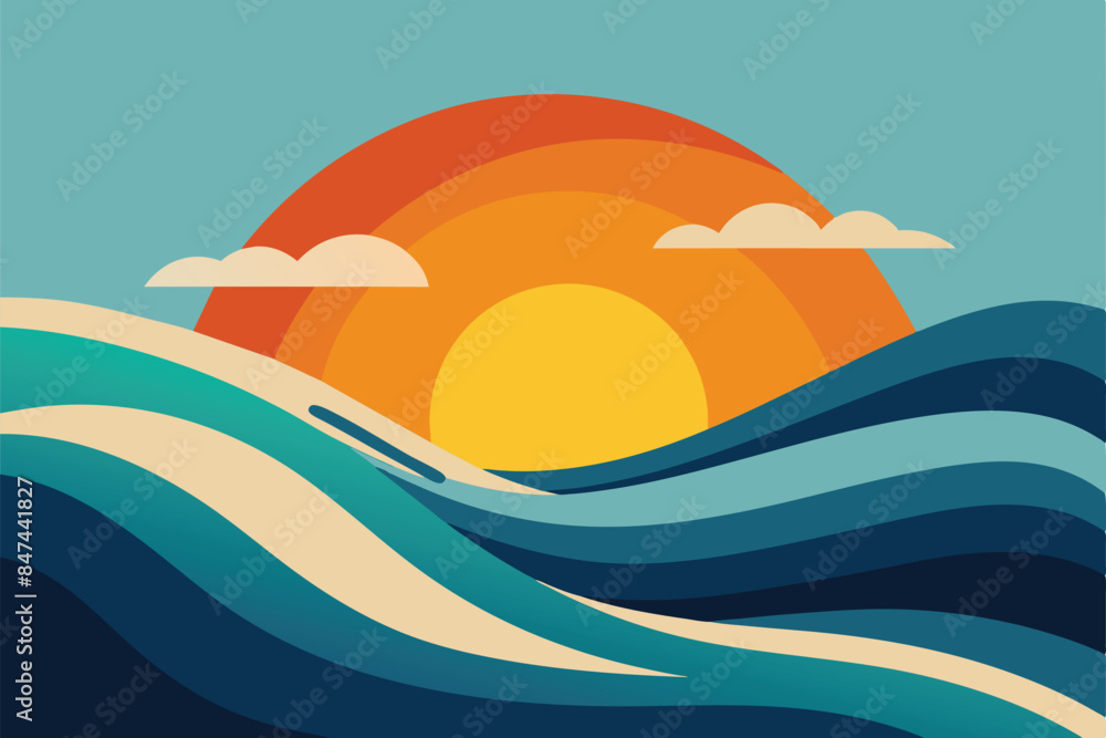 Fototapeta premium abstract wave ocean sea sunset vector background