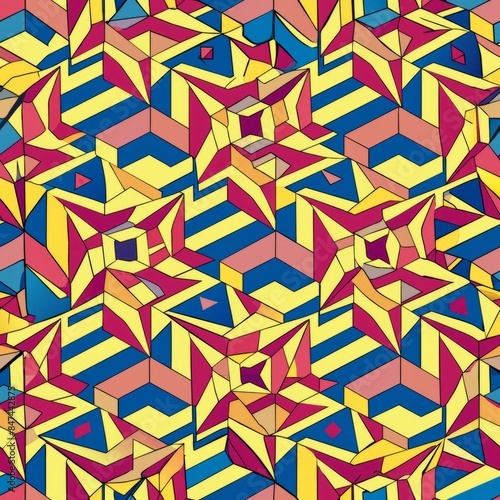 Seamless pattern of abstract geometries inspired by Turing's morphogenesis studies, Generative AI photo