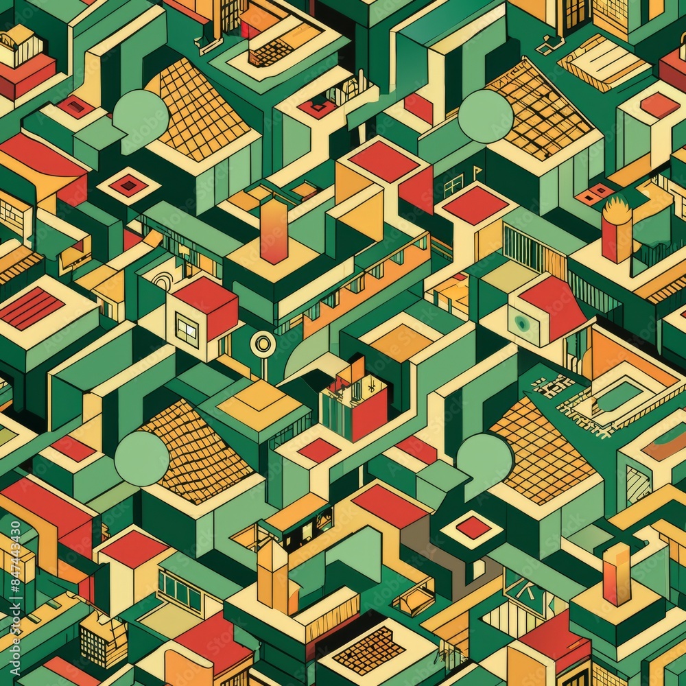 Seamless pattern of abstract mathematical landscapes inspired by Turing's mathematical studies, Generative AI Seamless pattern of abstract mathematical landscapes inspired by Turing's mathematical studies, Generative AI