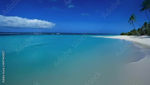Tropical Beach in the Maldives With Blue Waters and Palm Trees