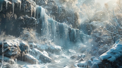 Heavily frozen cascade photo