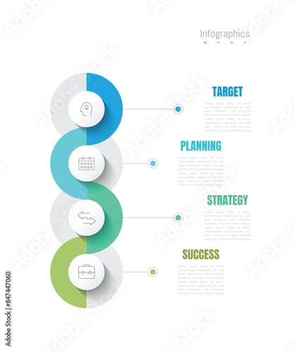 Infographic 4 options design elements for your business data. Vector Illustration.