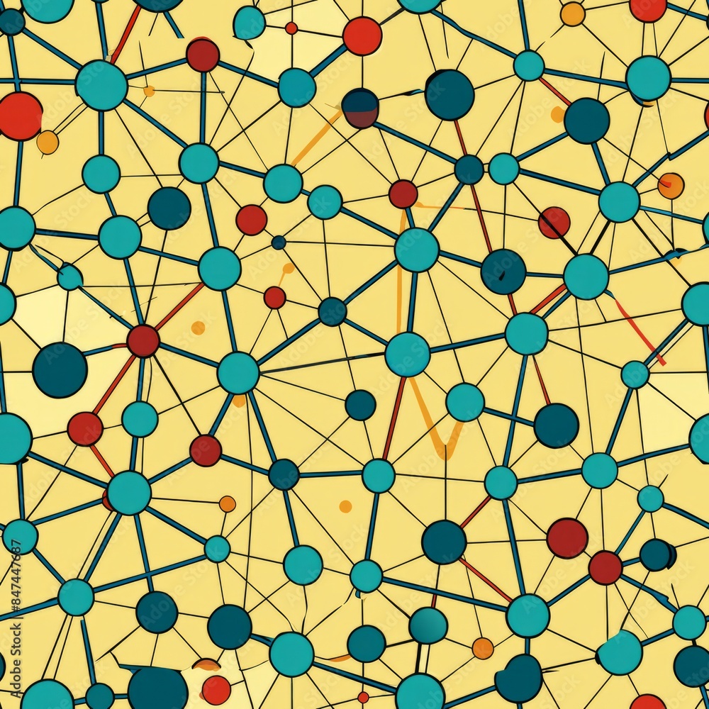 Seamless pattern of interconnected nodes and connections resembling Turing's work on complexity, Generative AI Seamless pattern of interconnected nodes and connections resembling Turing's work on complexity, Generative AI