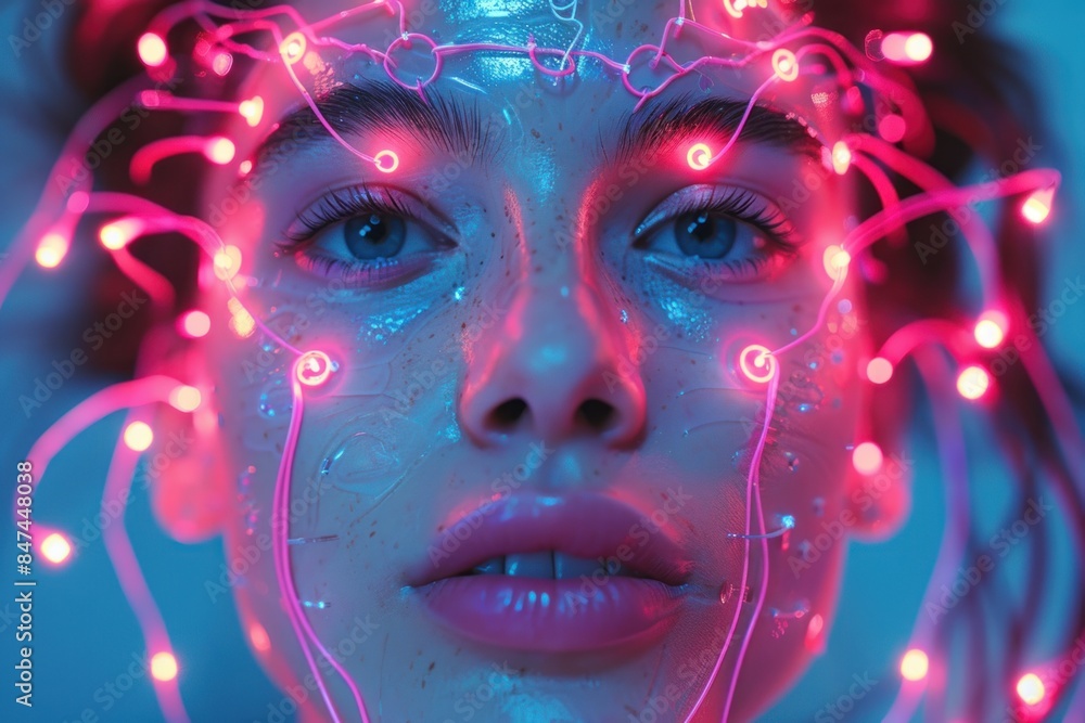 Cyberpunk Woman with Neon Lights Cyberpunk Woman with Neon Lights