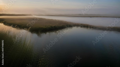 Misty Morning Sunrise Over Marsh Creek