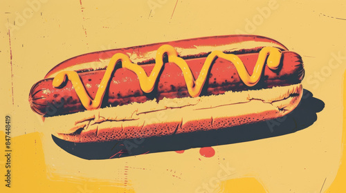 hotdog illustration design, retro poster, for national hotdog day celebration poster, food background
