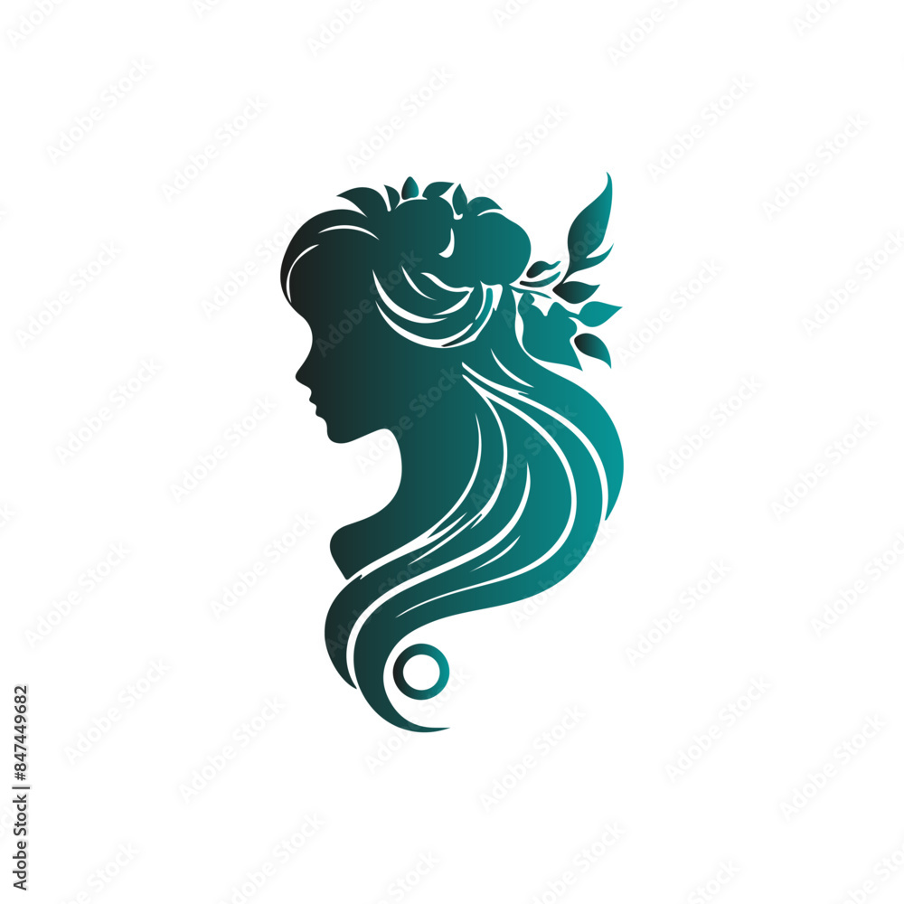 Set of luxury beauty woman hair style black logo design silhouette with white background. Set of luxury beauty woman hair style black logo design silhouette with white background.