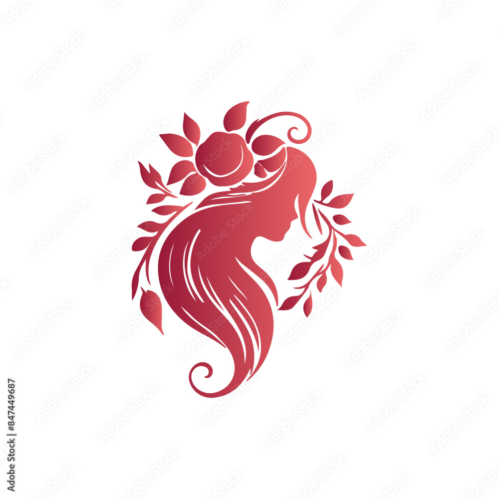 Set of luxury beauty woman hair style black logo design silhouette with white background. Set of luxury beauty woman hair style black logo design silhouette with white background.