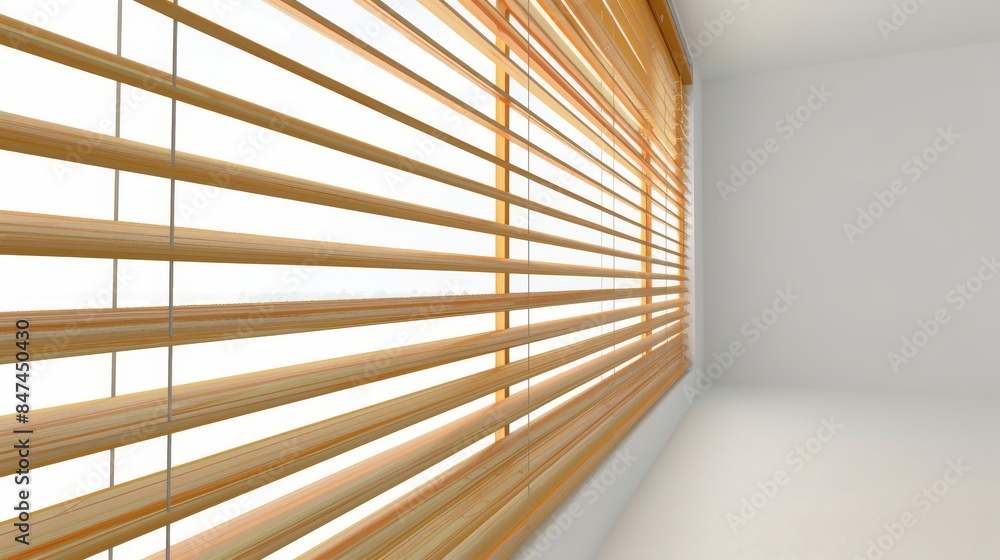 Modern window with brown blinds, closed style Modern window with brown blinds, closed style