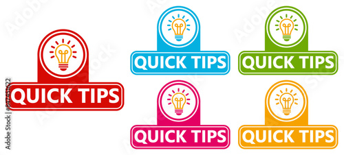 Set collections quick tips trendy colorful icon sign. Helpful tricks labels design template Vector illustration