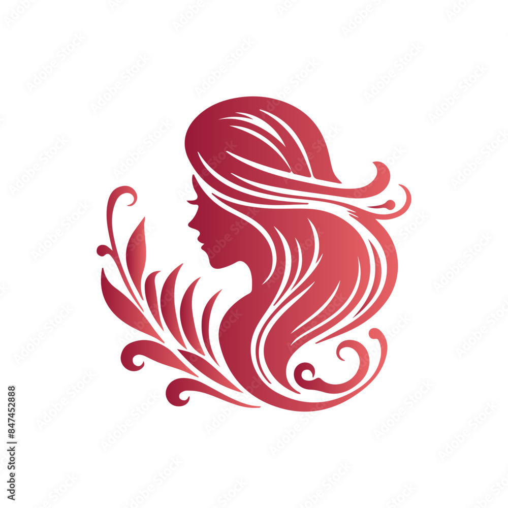 Set of luxury beauty woman hair style black logo design silhouette with white background. Set of luxury beauty woman hair style black logo design silhouette with white background.