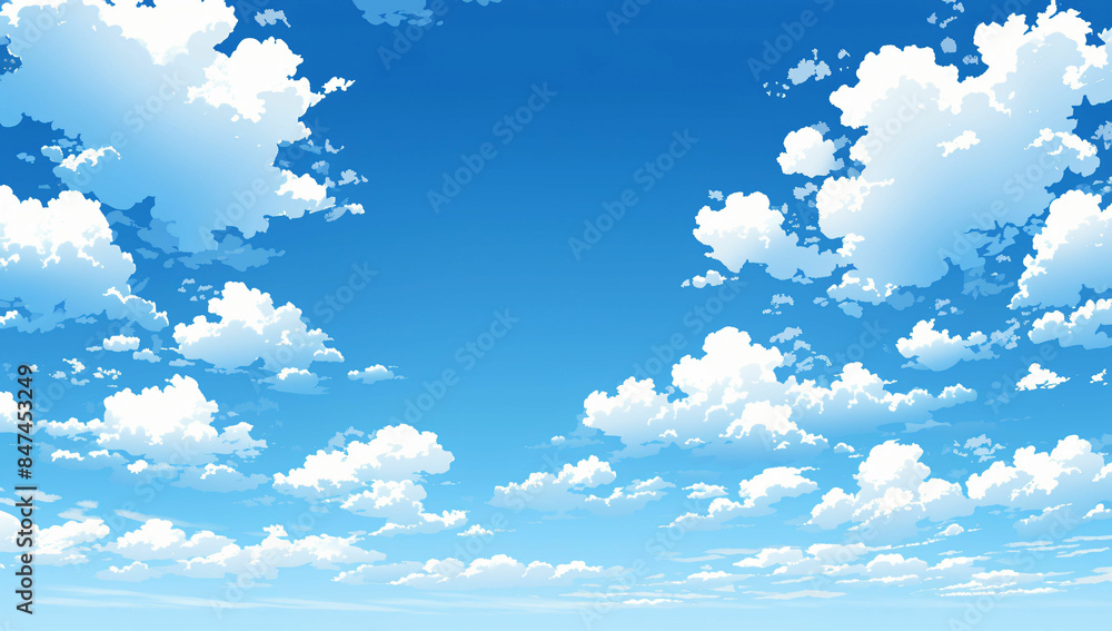 cloud with blue sky in animation style anime background