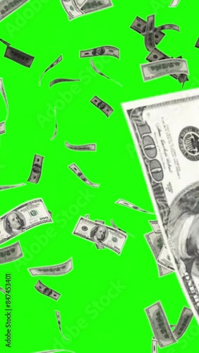 Money explosions green screen, Falling money 
