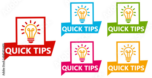 Set collections quick tips trendy colorful icon sign. Helpful tricks labels design template Vector illustration