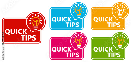 quick tips sticker sign set. Helpful tips information label symbol template vector illustration	