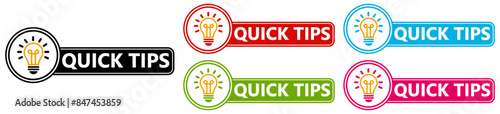 quick tips sticker sign set. Helpful tips information label symbol template vector illustration	