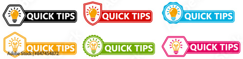 set quick tips icon sign. trips and tick solution badge labels template vector illustration	
