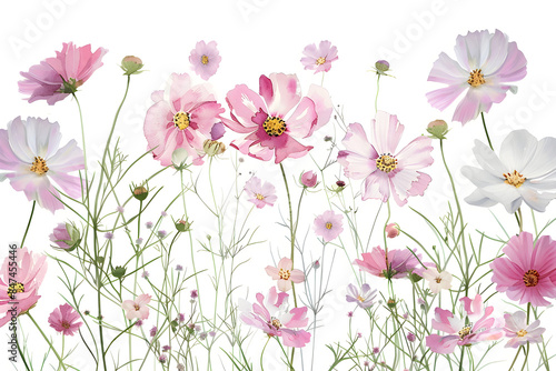 Wallpaper Mural Watercolor cosmos clipart with delicate pink and white flowers Torontodigital.ca