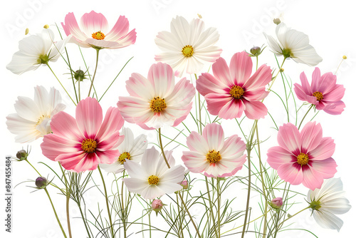 Watercolor cosmos clipart with delicate pink and white flowers