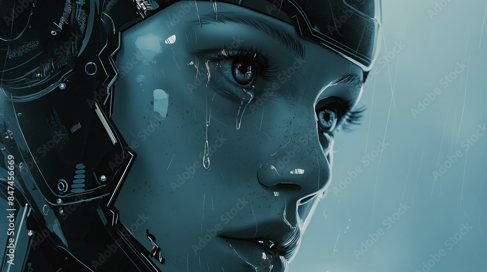 Multi-Toned Female Robot Face with Intricate Circuitry Multi-Toned Female Robot Face with Intricate Circuitry