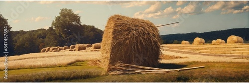 Obraz na płótnie A haystack in a field.