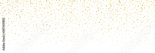 Gold falling confetti background. Repeated golden glitter pattern. Yellow, orange and golden dots wallpaper. Celebration Christmas, New Year or birthday party decoration. Vector backdrop