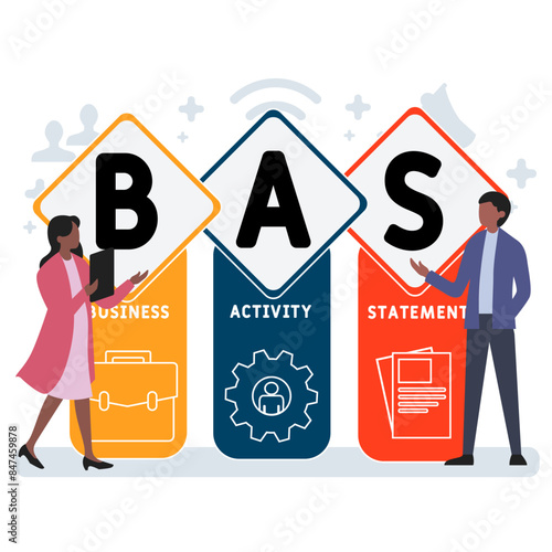 BAS - Business Activity Statement acronym. business concept background. vector illustration concept with keywords and icons. lettering illustration with icons for web banner, flyer, landing pag