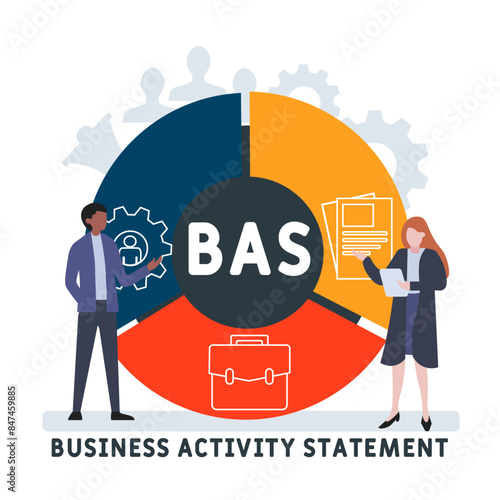 BAS - Business Activity Statement acronym. business concept background. vector illustration concept with keywords and icons. lettering illustration with icons for web banner, flyer, landing pag