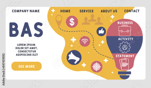 BAS - Business Activity Statement acronym. business concept background. vector illustration concept with keywords and icons. lettering illustration with icons for web banner, flyer, landing pag