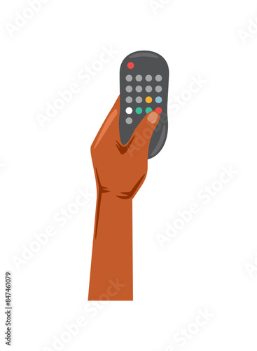 left hand holding control tv