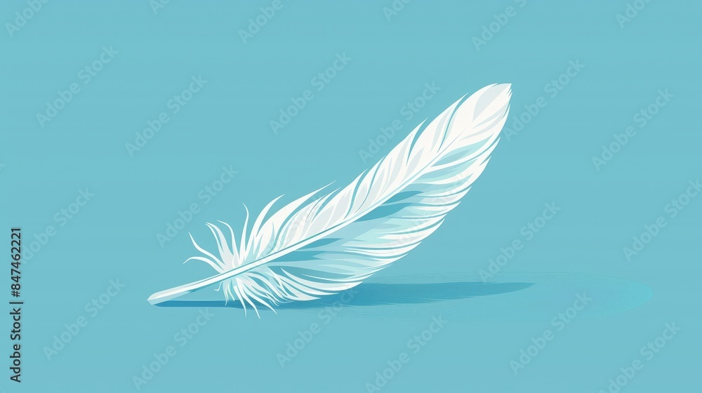Illustration of a delicate white feather on a pastel blue background, symbolizing lightness and softness. Illustration of a delicate white feather on a pastel blue background, symbolizing lightness and softness.