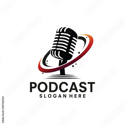 podcast icon logo vector template illustration design