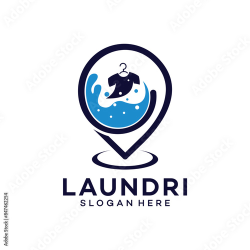 location laundry logo vector template illustration design