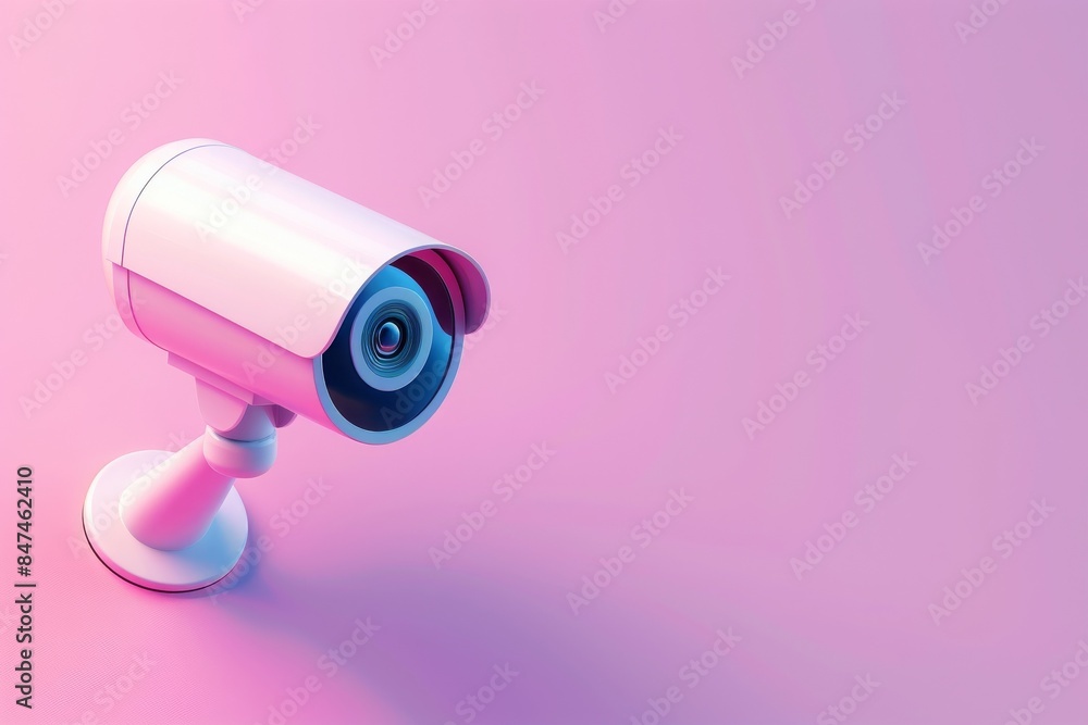 Modern surveillance camera on a pink gradient background. Minimalistic security camera design in a vibrant, futuristic setting. Modern surveillance camera on a pink gradient background. Minimalistic security camera design in a vibrant, futuristic setting.