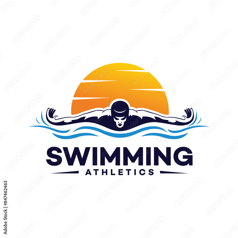 modern swimming sport logo vector template illustration design modern swimming sport logo vector template illustration design