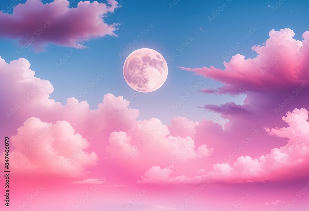 Digital art style sky landscape with moon Digital art style sky landscape with moon