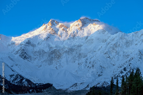 First morning light touch a Nanga Parbat, meaning 