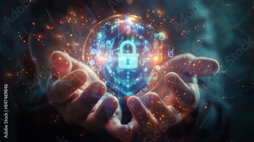 Background illustrating the concept of cyber security and online data protection services