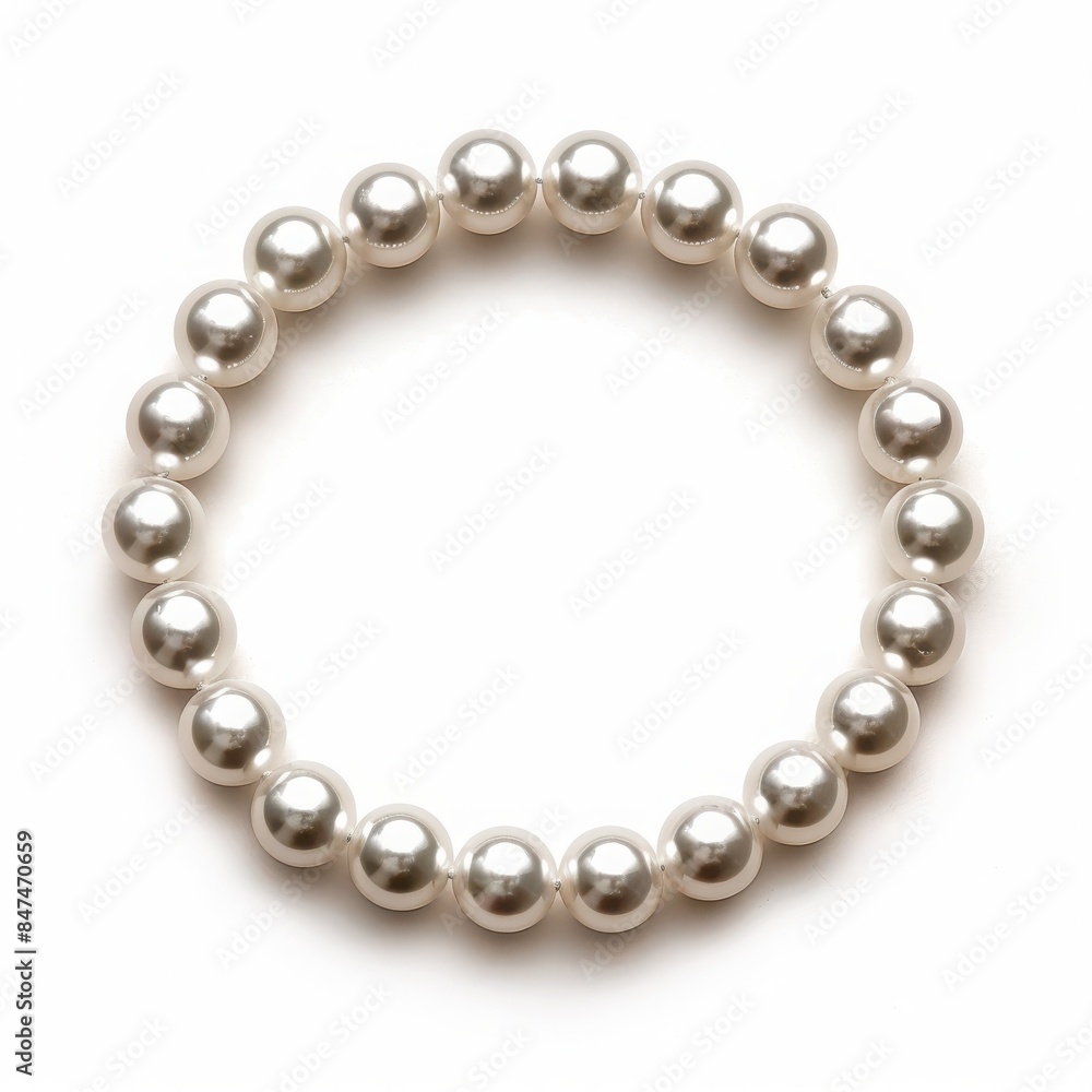 Obraz premium Elegant pearl bracelet arranged in a perfect circle, showcasing classic jewelry design. Ideal for fashion, style, and jewelry concepts.