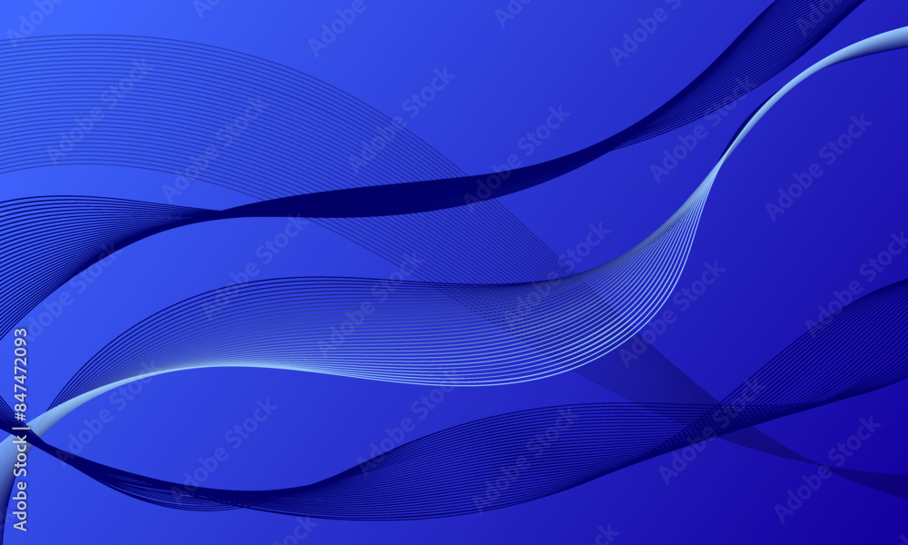 Fototapeta premium blue lines wave curves on soft gradient abstract background